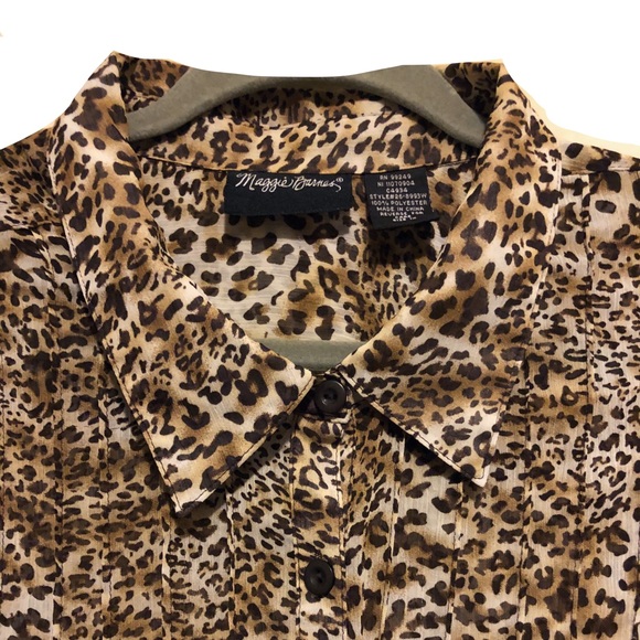 DONATED Tunic-Chiffon Animal Print, Button-down/Pl - Picture 2 of 7